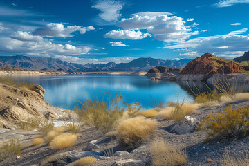 Poster - Wide view of Arizona Telephone Cove, Lake Mohave on the Colorado River


