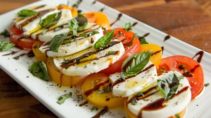 Wall Mural - Fresh caprese salad with colorful tomatoes and basil