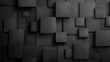 Dark grey 3d abstract background with squares and cubes.