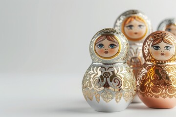 Modern Abstract Vinyl Wooden Matryoshka Dolls With Copy Space