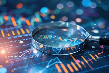 Poster - a magnifying glass over a laptop with a colorful background, a magnifying glass png white background