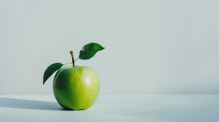 Wall Mural - Green apple against a white backdrop