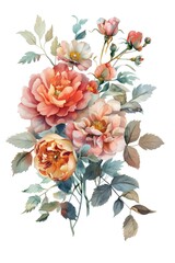 Sticker - Elegant Watercolor Floral Arrangement in Soft Hues