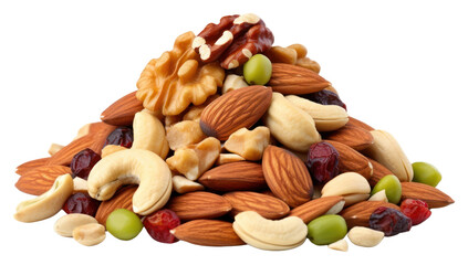 Wall Mural - Mix of nuts and dry fruits food almond plant.
