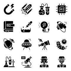 Sticker - Set of Science Solid Icons

