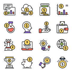 Sticker - Pack of Finance flat Icon

