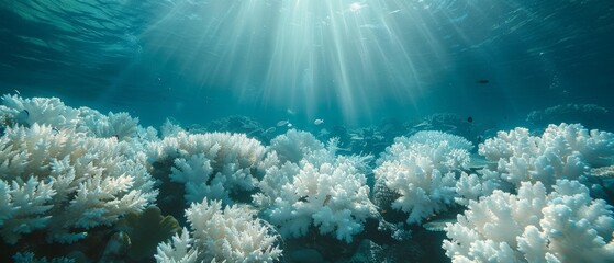 Wall Mural - A large group of white coral is in the ocean