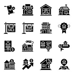 Poster - Set of Estate Solid Icons

