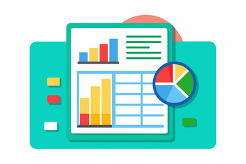Leinwandbilder - a document with a pie chart on it, Spreadsheet icon for data analysis