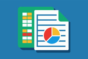 Leinwandbilder - a document with a pie chart on it, Spreadsheet icon for data analysis