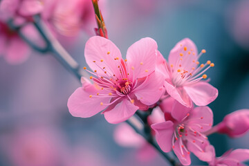 Wall Mural - Freshness and beauty in nature a pink flower blossoms


