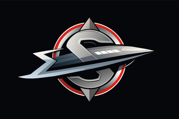 Aufkleber - a black and silver logo with a red circle, nature-inspired logo with a majestic night sky forming the letter N