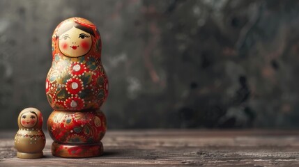 Modern Abstract Vinyl Wooden Russian Matryoshka Doll Design Decor