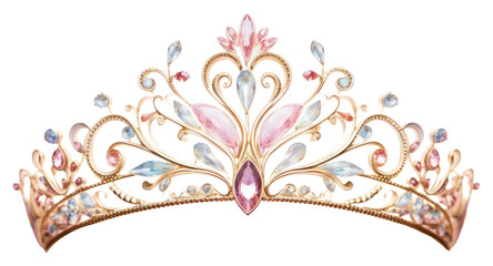 Wall Mural - PNG Tiara jewelry gold white background.