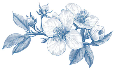 Wall Mural - PNG Antique of flower drawing sketch blossom.