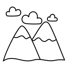 Poster - A unique design icon of mountains with sun showcasing hills weather 

