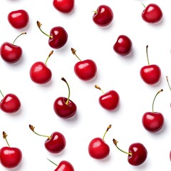 a group of cherries on a white background