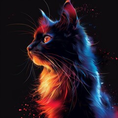 Wall Mural - digitally artistic cat design graphic