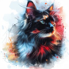 Wall Mural - digitally artistic cat design graphic