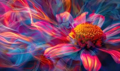 Multicolored abstract background with daisies