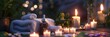 © CYBERUSS - Serene Spa Scene with Candles Towels and Essential Oils for Relaxation and Wellness