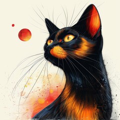 Wall Mural - digitally artistic cat design graphic