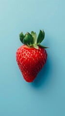 Wall Mural - Fresh strawberry on blue background