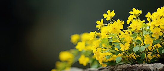 Leinwandbilder - Yellow small flowers with copy space image.