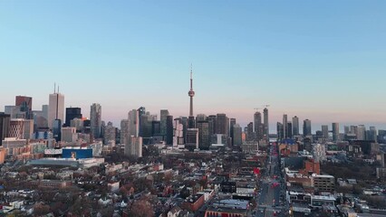 Canvas Print - The skyline of Toronto Canada with its iconic CN Tower aerial view - TORONTO, CANADA NORTH AMERICA - APRIL 17, 2024