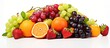 Healthy fruit on a white background viewed from the top, with ample copy space image available.