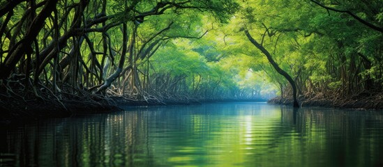 Poster - Scenic mangrove forest in the stunning Sundarbans with a beautiful copy space image.