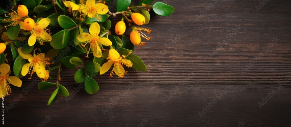 St John's Wort berries, scientifically known as tutsan hypericum ...