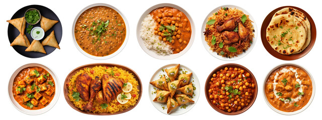 Wall Mural - Indian food png element set on transparent background