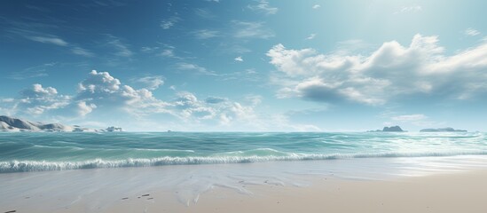 Poster - The division between the ocean and the sandy beach is clearly visible in the copy space image.