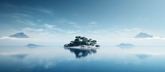 Poster - Blue sea surrounds an island with copy space image.