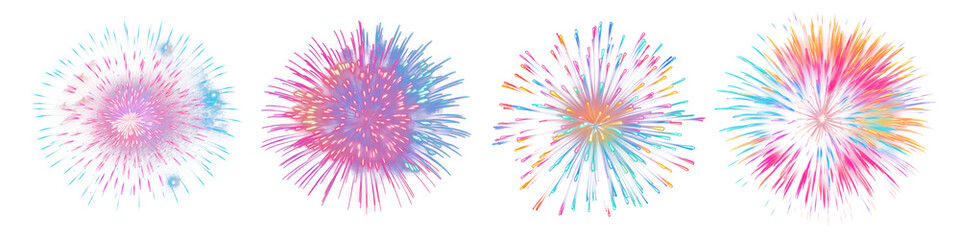 Wall Mural - fireworks outdoors sparks png element set on transparent background