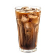 © TechnoMango - Refreshing Iced Coffee Beverage: A tall glass of iced coffee with ice cubes on a black background