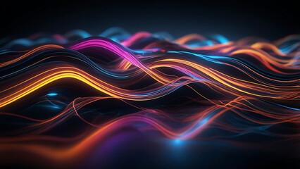 Poster - Abstract neon wave digital wallpaper or background