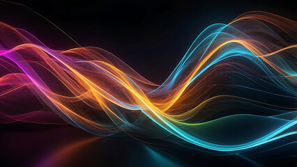 Poster - Abstract neon wave digital wallpaper or background