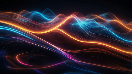 Poster - Sleek neon wave digital technology background