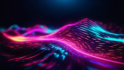 Poster - Big sleek neon wave digital technology background