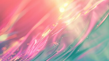 Poster - Iridescent pink and green color transitions on blurred abstract gradient background