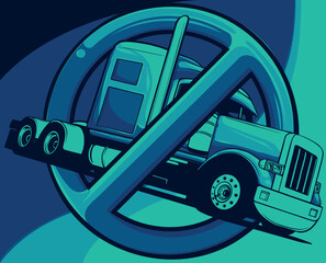 Sticker - vector illustration of no truck sign on white background.