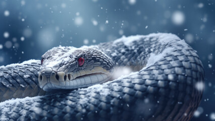 Wall Mural - Beautiful Reptile in a Serene and Cold Snowy Setting





