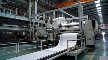 Wall Mural - A factory with a conveyor belt of paper