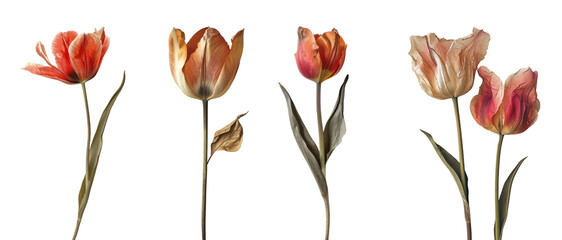 Wall Mural - Real pressed tulips set