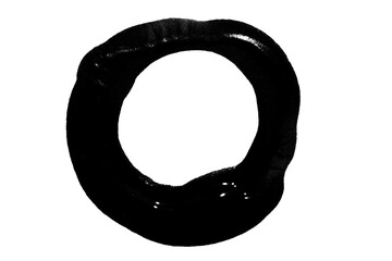 Sticker - a smear or imprint of black paint in the form of a circle on a blank background