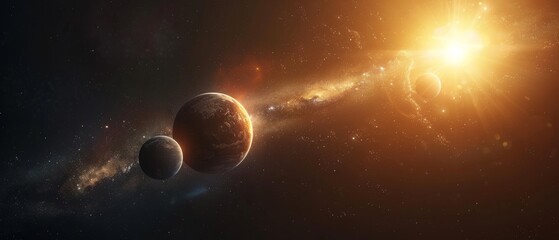 Wall Mural - A view of the solar system with the sun in the background