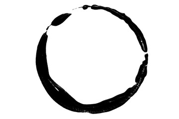 Sticker - a smear or imprint of black paint in the form of a circle on a blank background