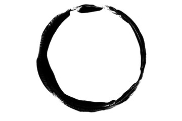 Sticker - a smear or imprint of black paint in the form of a circle on a blank background